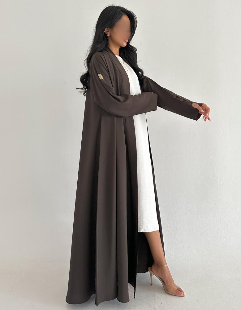 Brown crepe, full flare