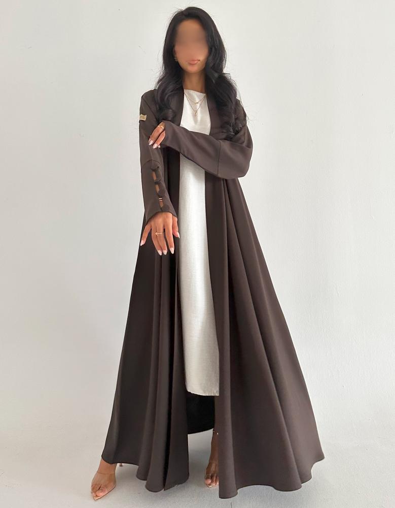 Brown crepe, full flare