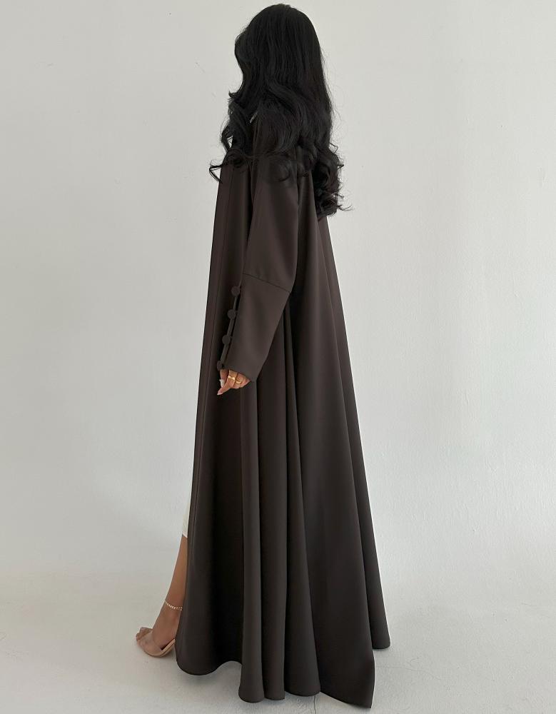 Brown crepe, full flare