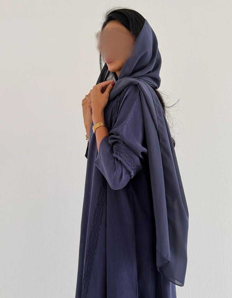 حرير بودرة مغسول مع تطريز نص كلوش