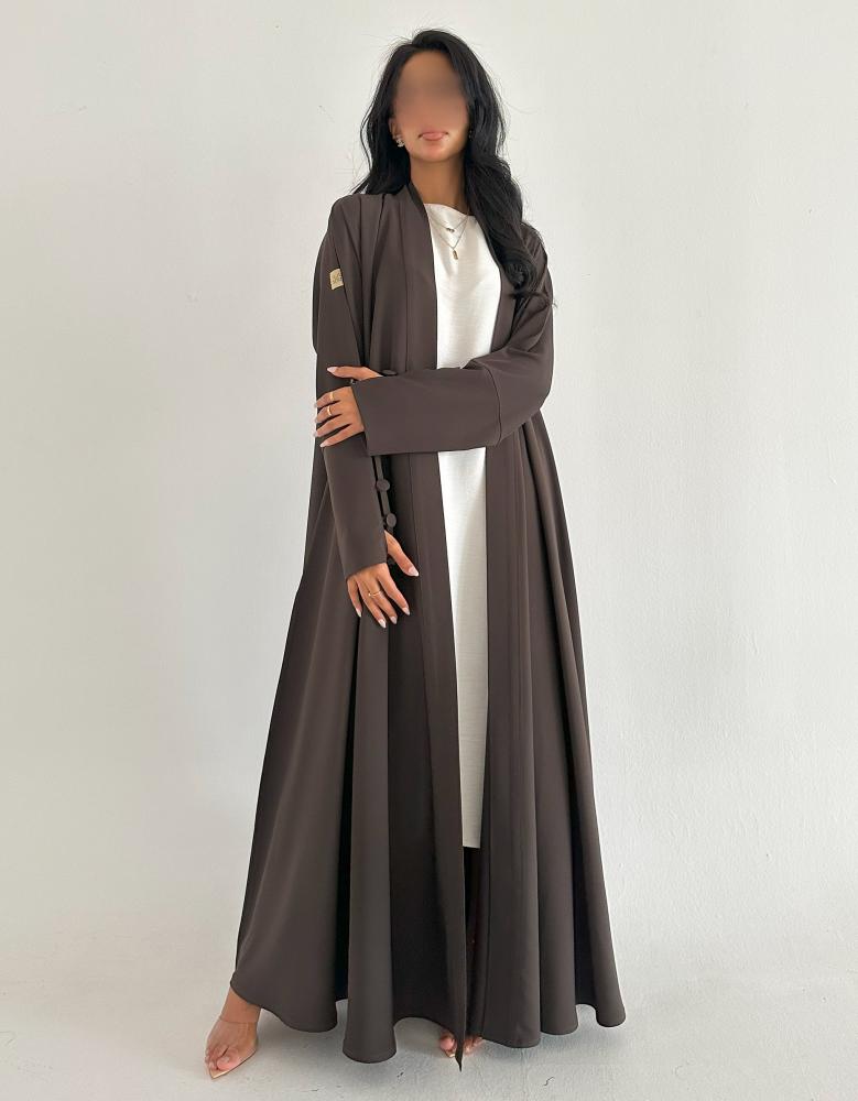 Brown crepe, full flare