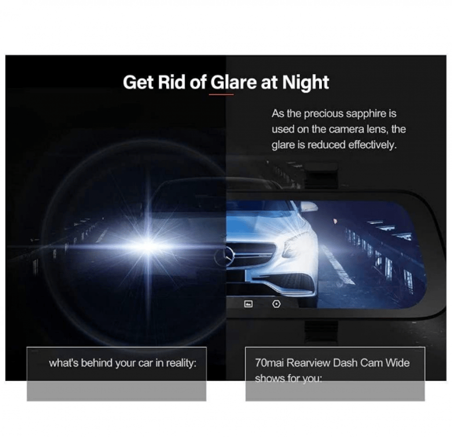 Car camera dash cam front and rear 70mai for night vision