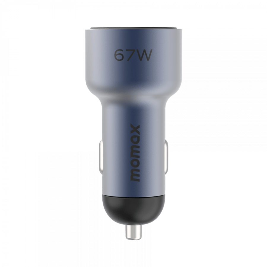 شاحن سيارة موماكس بمنفذين منفذ USB ومنفذ USB-C بقوة 67 واط - رمادي