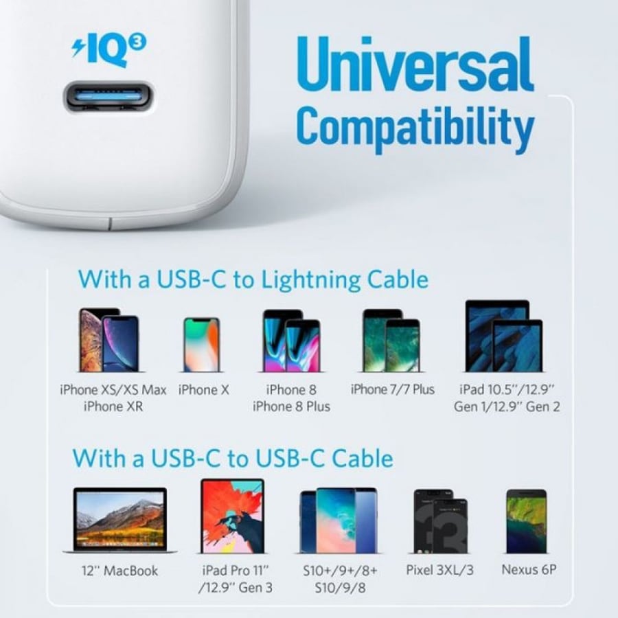 -- فيش انكر باوربورت الاصدار الثالث ميني بمنفذ USB-C بقوة 30 واط IQ3.0 شاحن سريع مدمج - اسود