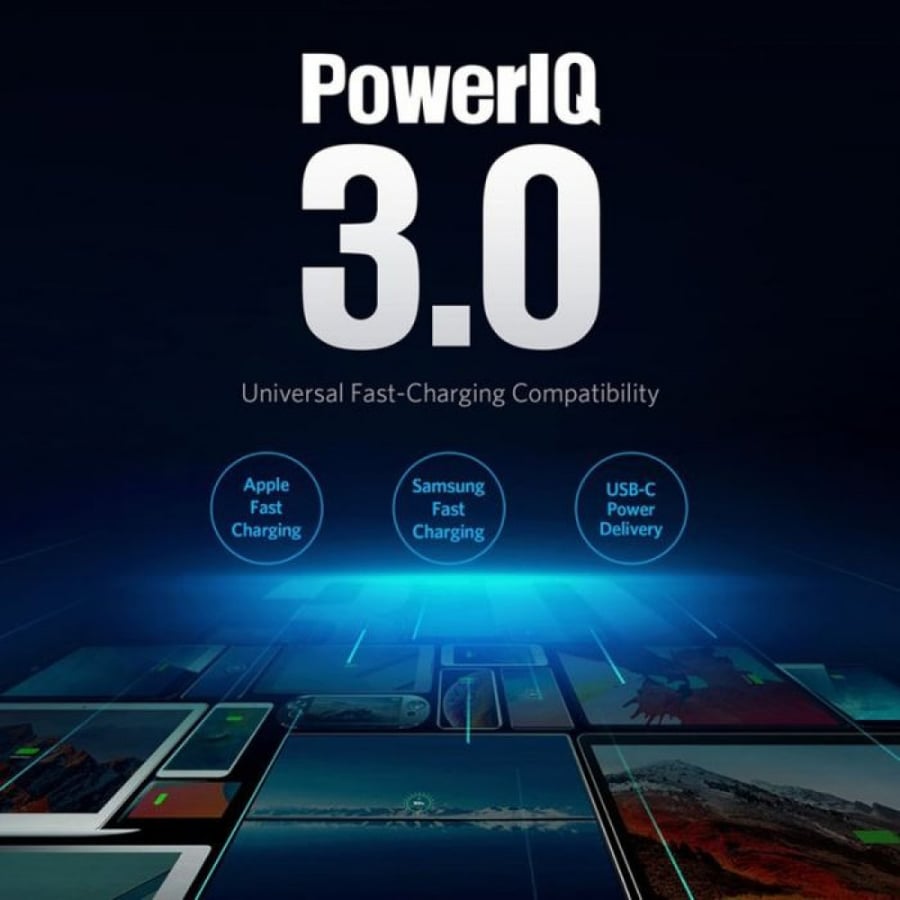 -- فيش انكر باوربورت الاصدار الثالث ميني بمنفذ USB-C بقوة 30 واط IQ3.0 شاحن سريع مدمج - اسود