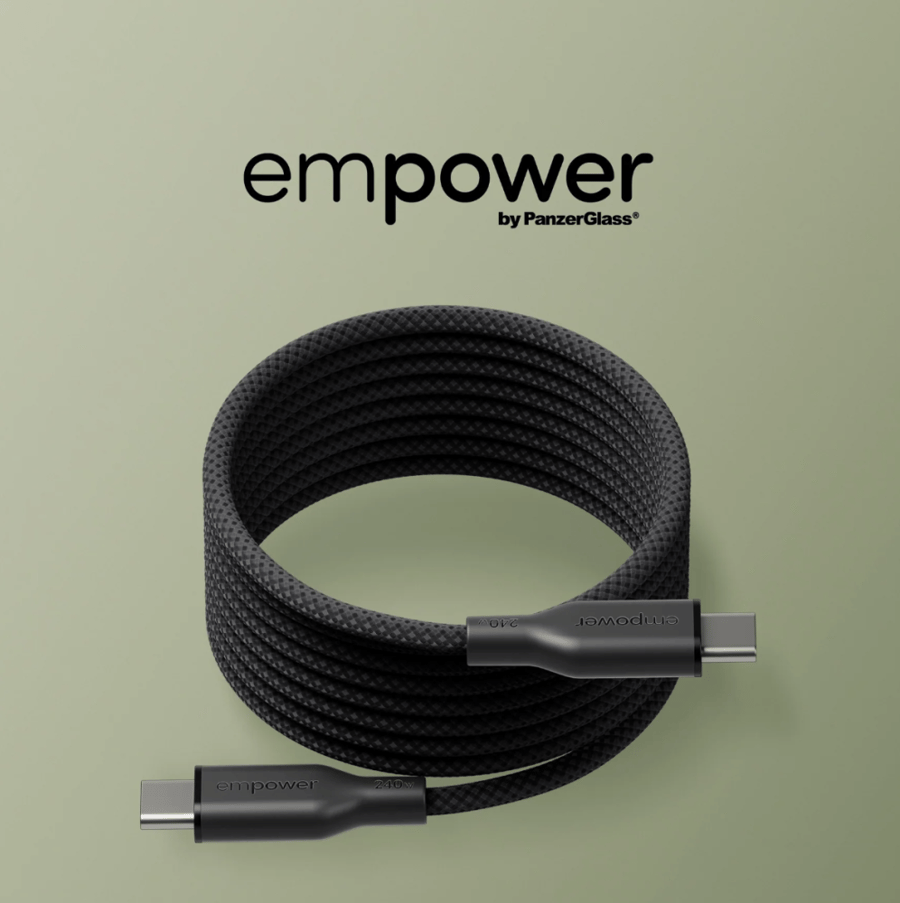 EMPOWER™ BY PANZERGLASS® MAGNETIC 240W USB-C TO USB-C CABLE | USB 2.0 | 1.5M | SPACE BLACK