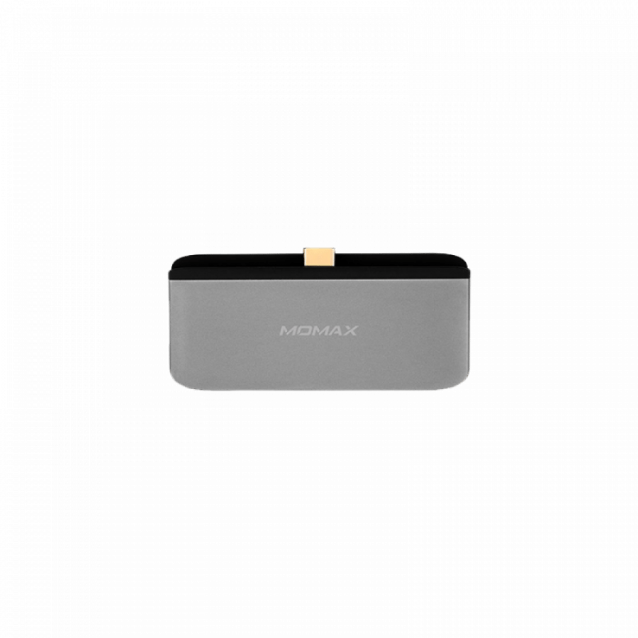 -- موماكس 4 في 1 مخرج وصلات Type-C متعدد المنافذ (PD,HDMI,USB,AUX) - رمادي غامق