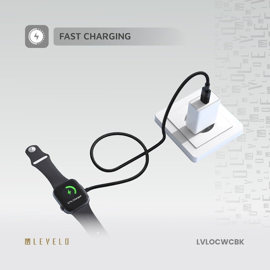 كابل شحن لاسلكي لساعة أبل من نوع Levelo Otto Type-C - أسود