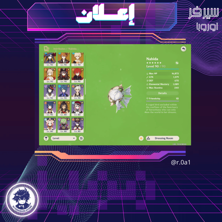 (r.0a1) حساب سيرفر اوروبا لفل 60 يحتوي (36 شخصيه )