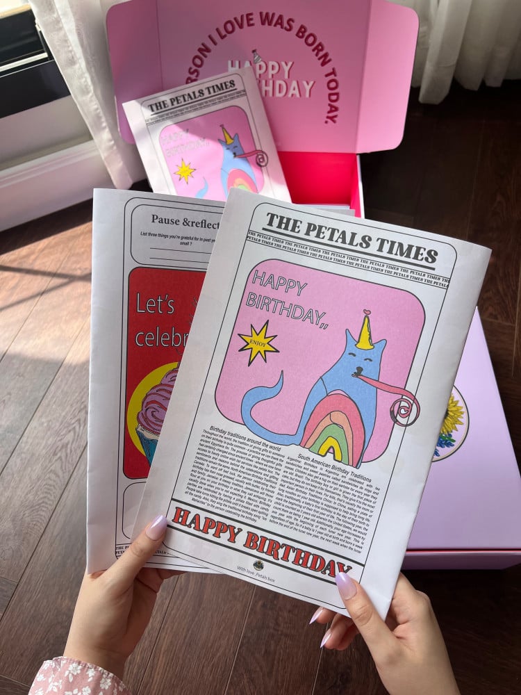 Pink tulip birthday box