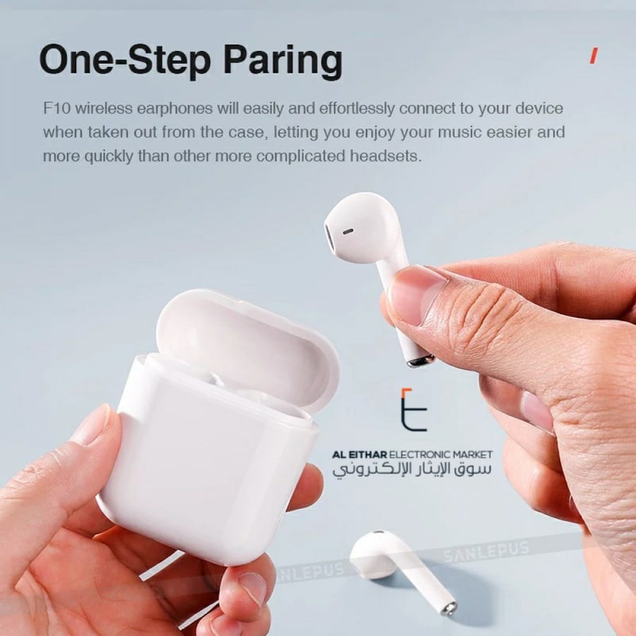 سماعة بلوتوث عازلة للضوضاء مع علبة ابيض SANLEPUS F10 Pro TWS Bluetooth Earphone v5.0