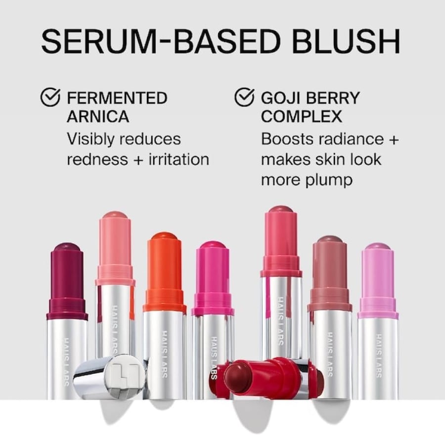 HAUS LABS Color Fuse Longwear Hydrating Glassy Lip + Cheek Blush Balm Stick - Glassy Rosette