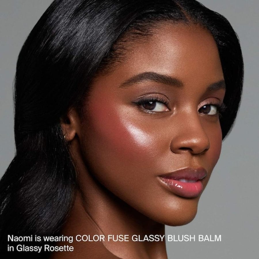 HAUS LABS Color Fuse Longwear Hydrating Glassy Lip + Cheek Blush Balm Stick - Glassy Rosette