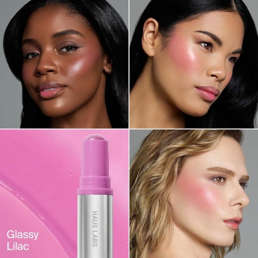 HAUS LABS Color Fuse Longwear Hydrating Glassy Lip + Cheek Blush Balm Stick - Glassy Lilac