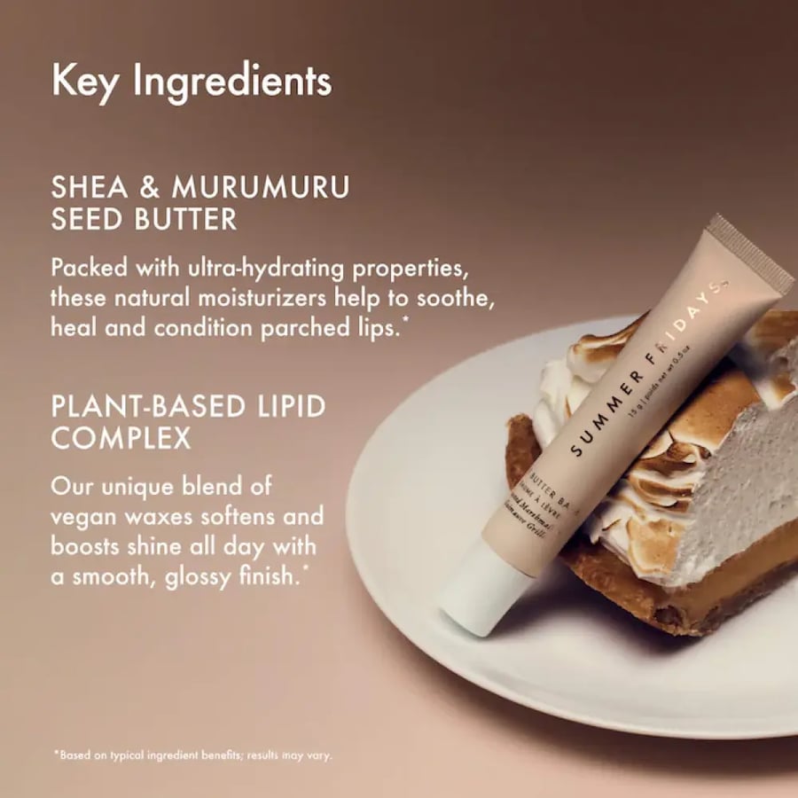 Summer Fridays  Lip Butter Balm Treatment for Hydration + Nourishing Shine - Toasted Marshmallow