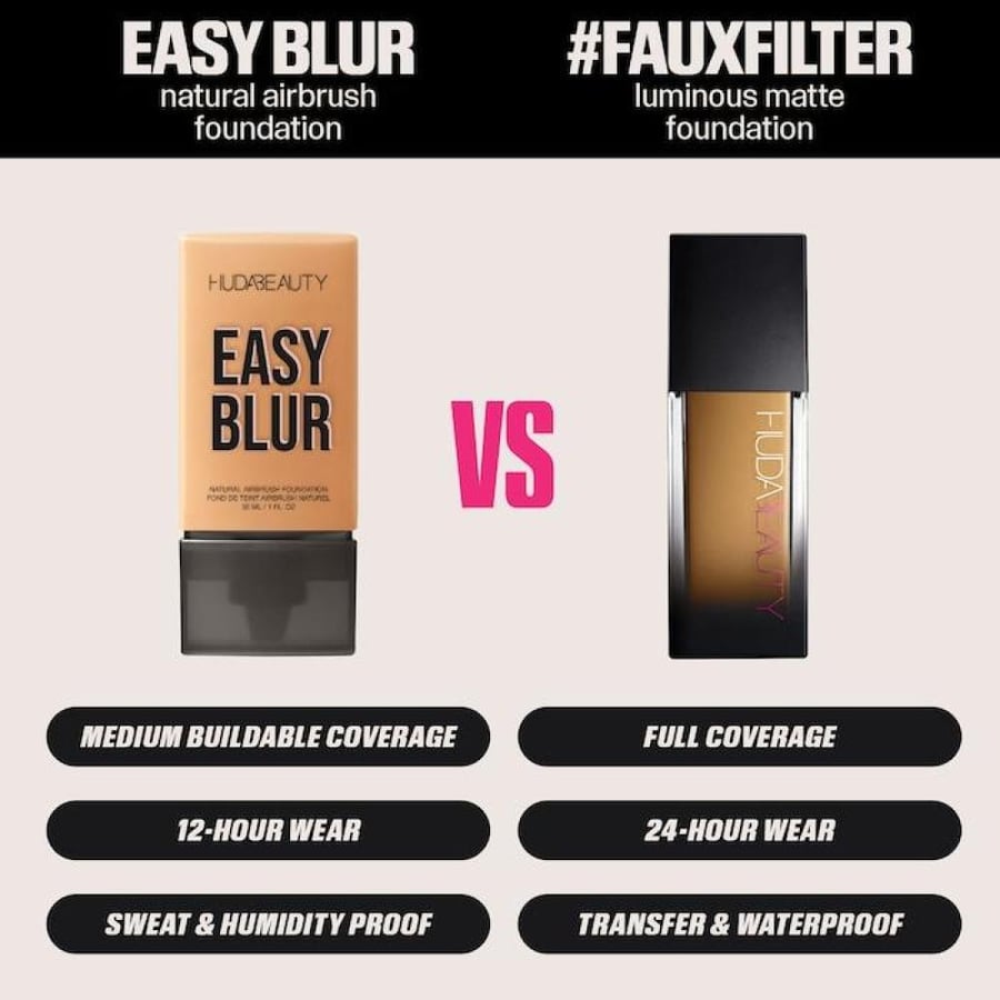 HUDA BEAUTY Easy Blur Natural Airbrush Foundation with Niacinamide - Custard 220N