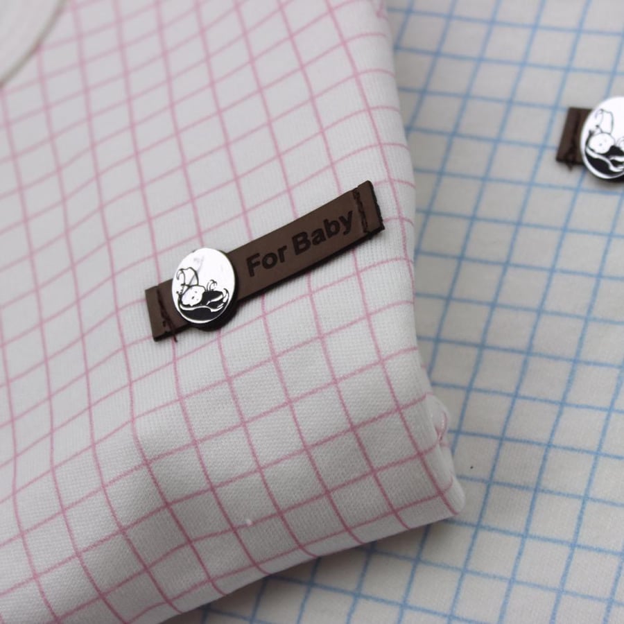 Cotton baby robe, checkered pattern
