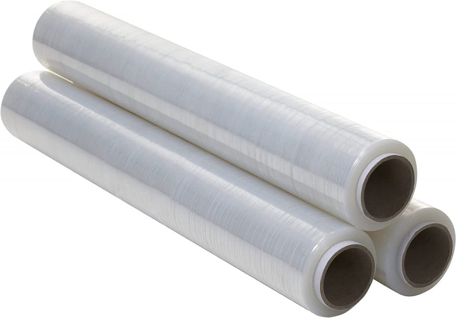 A roll of transparent plastic wrapping film, 3 pieces.