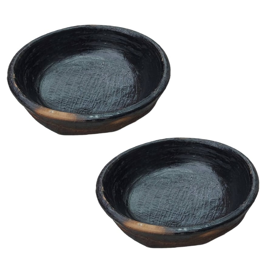 Black pottery mug, two pieces