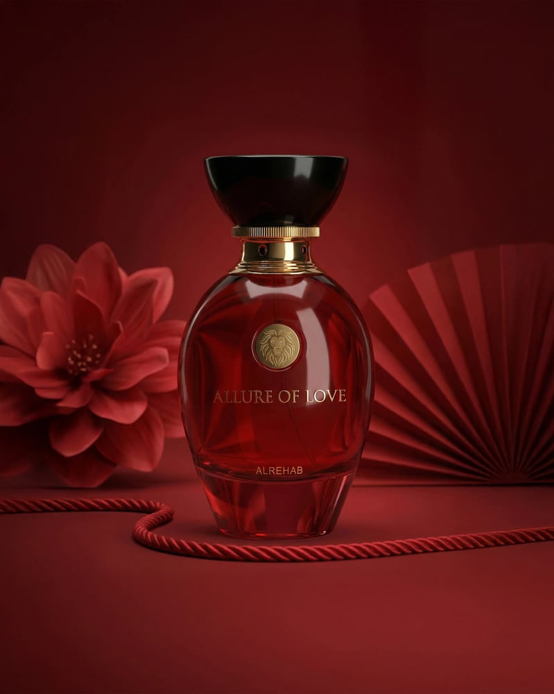 Saffron, praline and oud fragrance notes of Allure of Love Rouge