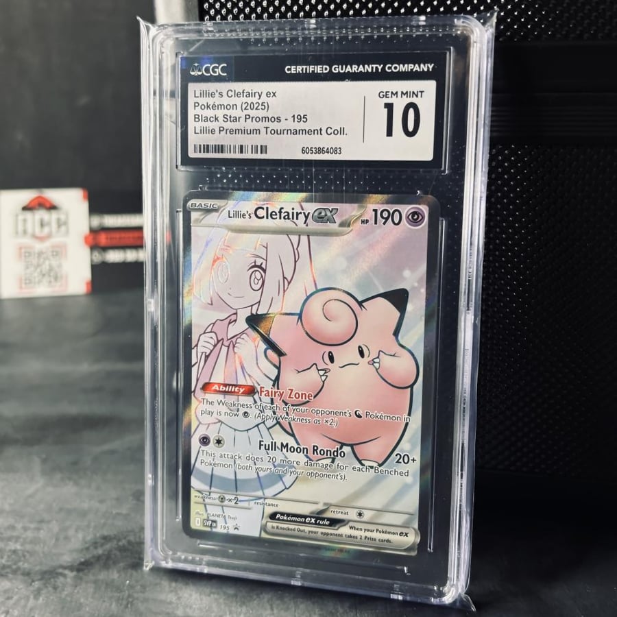 بطاقة بوكيمون مقيمة CGC 10 Lillie’s Clefairy ex 195 Black Star Promo 2025 Gem Mint Pokemon Card