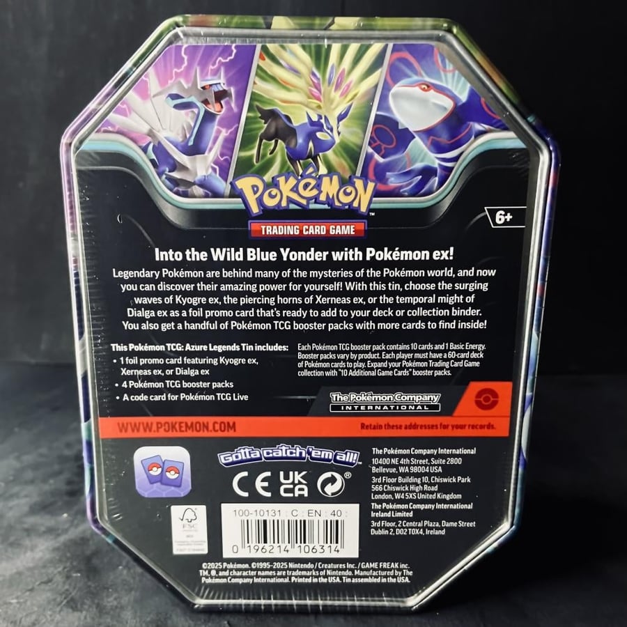 علبة بوكيمون اساطير الأزور كيوغري EX Pokemon Azure Legends Tin Kyogre ex