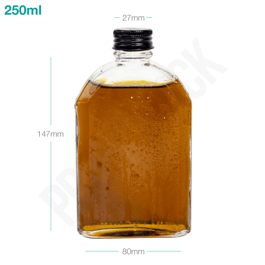 250 ml glass bottle with black aluminum cap