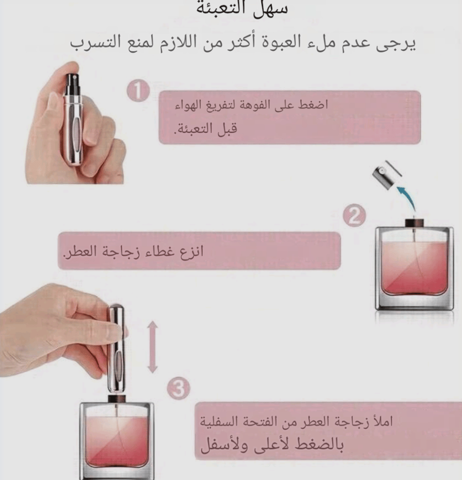 زجاجة عطر قابله الإعادة التعبئه لون فضي