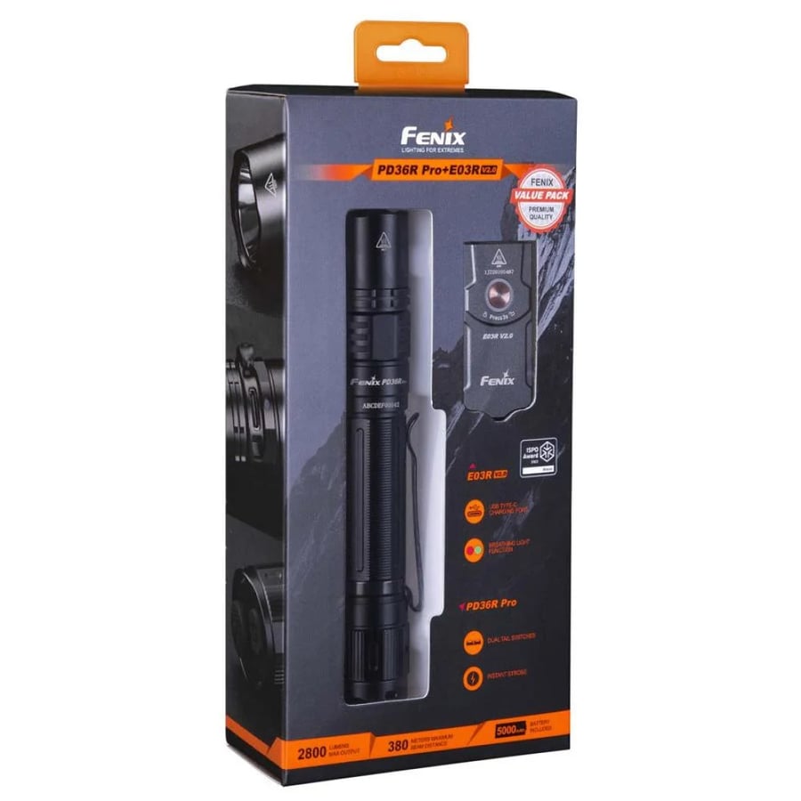 Fenix PD36R PRO with Grey E03R V2.0 gift