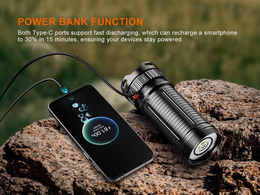 كشاف فينيكس LR50R V2.0 المطور | 18000 لومن ومدى 846 متر + إضاءة UV وحمراء وشاشة OLED