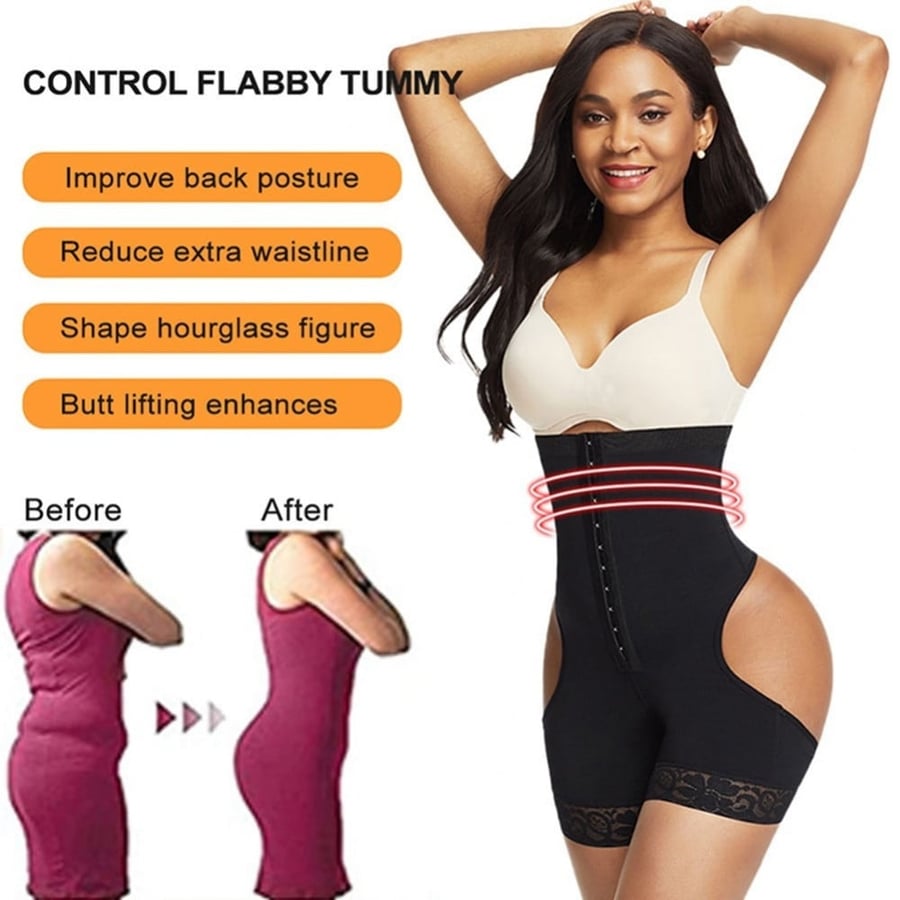 A distinctive waist trainer with a high waist to lift the buttocks and hips