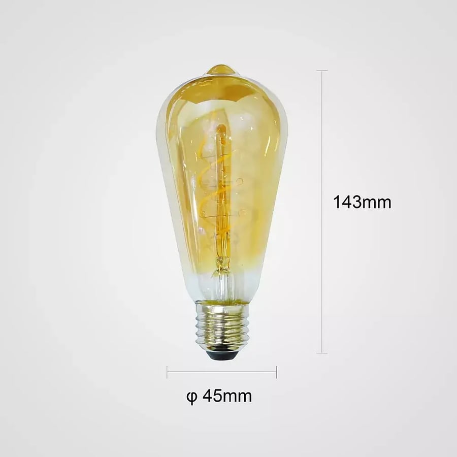 لمبة نجف ديكورية LED شكل كمثرى حلزوني 4 واط بقاعدة E27 - إضاءة صفراء شمسية دافئة