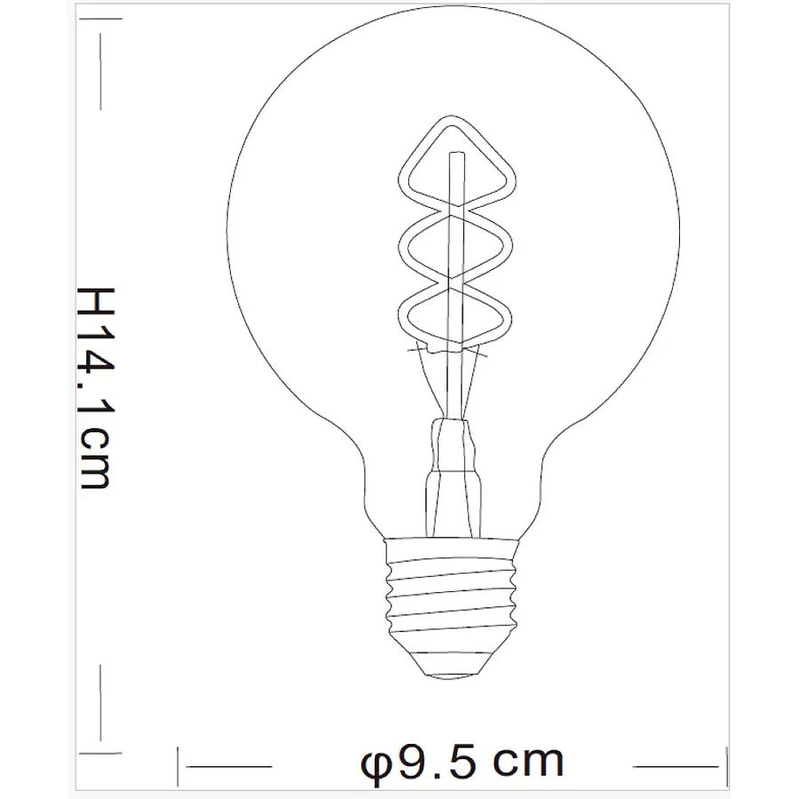 لمبة ديكورية يدعم الدايمر Dimmable (قابلة للتعتيم) عسلي لون الانارة اصفر قطر 9.5 سم قزاز ذهبي 4 واط E27
