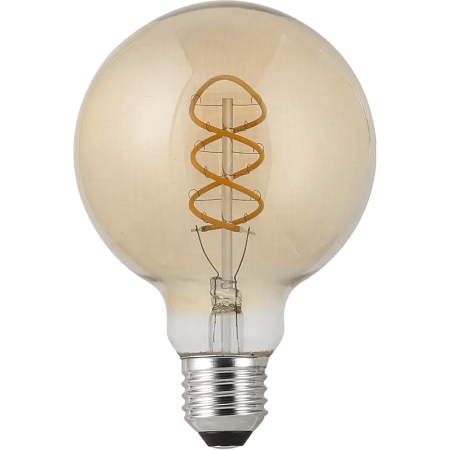 لمبة ديكورية يدعم الدايمر Dimmable (قابلة للتعتيم) عسلي لون الانارة اصفر قطر 9.5 سم قزاز ذهبي 4 واط E27