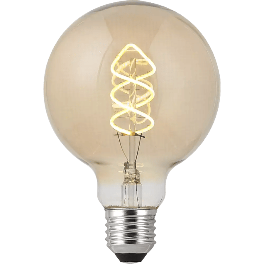 لمبة ديكورية يدعم الدايمر Dimmable (قابلة للتعتيم) عسلي لون الانارة اصفر قطر 9.5 سم قزاز ذهبي 4 واط E27