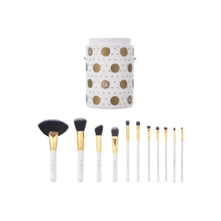 BH Cosmatiques makeup brush set consisting of 11 pieces white gold