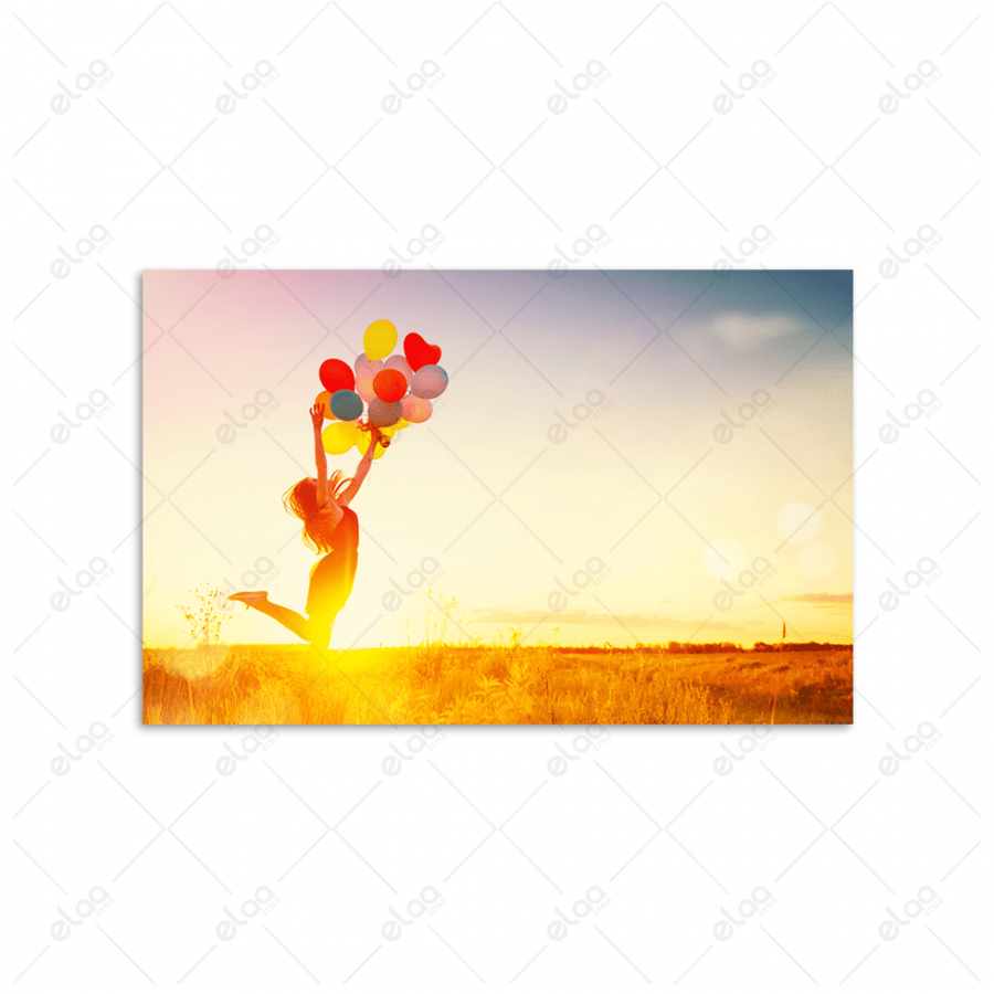 A children's artistic painting holding a balloon