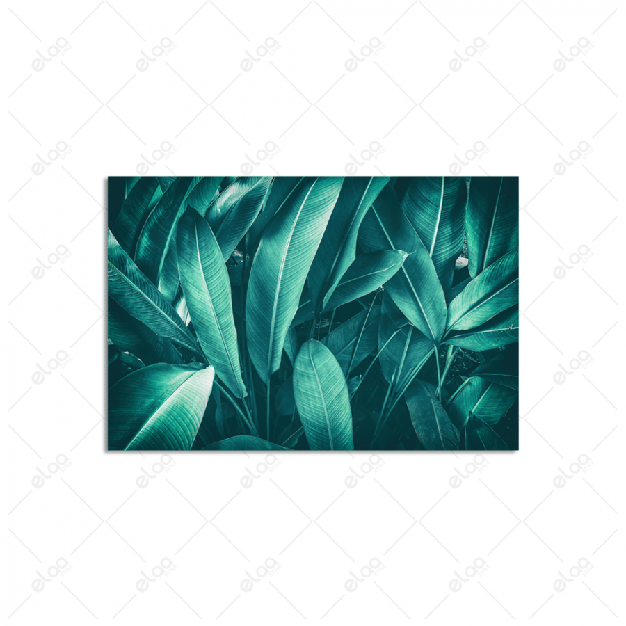 A artistic painting of green palm leaves
