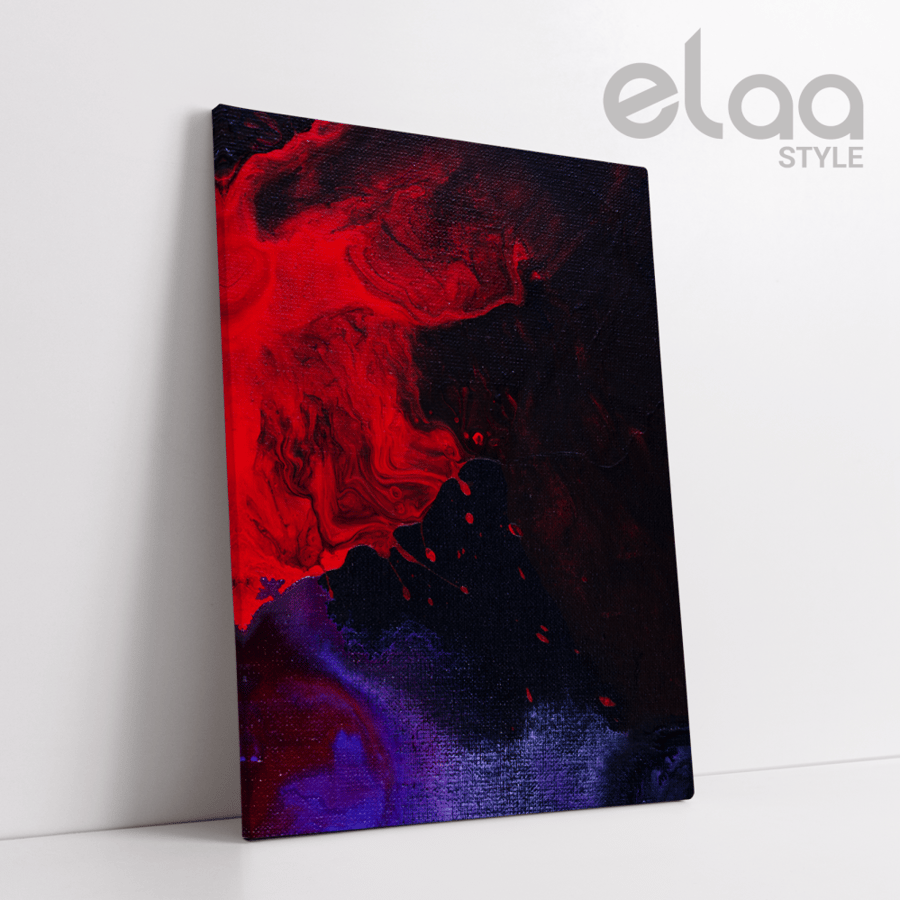 Abstract art painting in red and purple