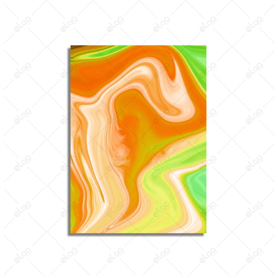 Abstract art paintings in green and yellow
