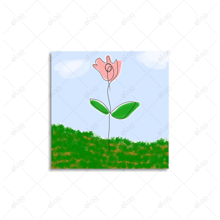 Abstract art painting of a flower hand-painted