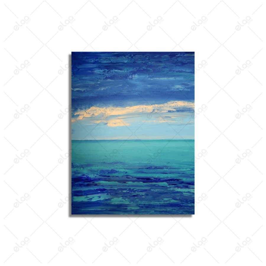 Abstract art paintings in turquoise blue