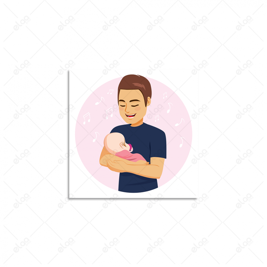 لوحة فنية أب يحمل طفلة