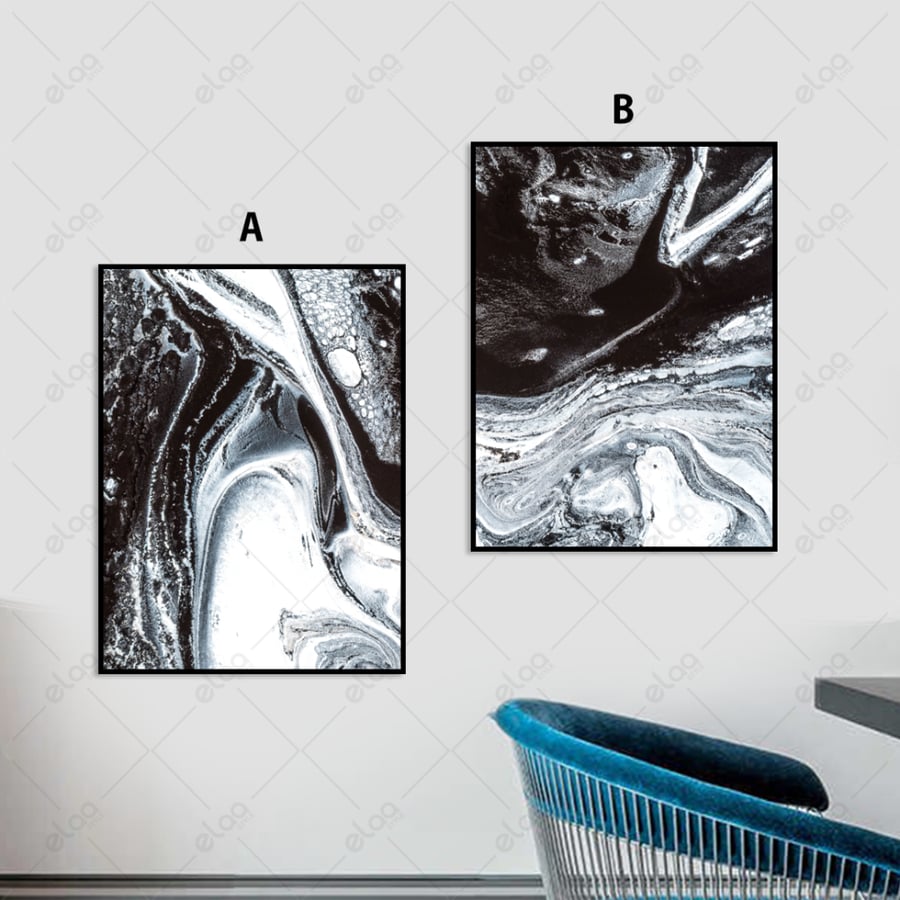 Abstract art paintings in black and white