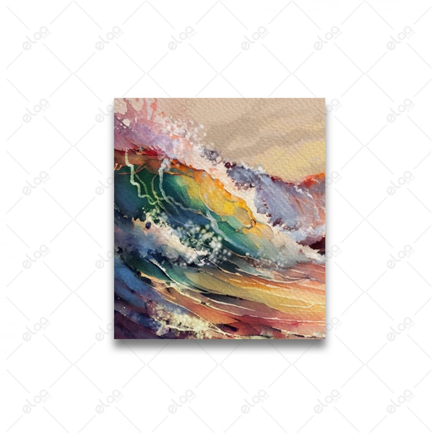 Abstract art paintings of the beautiful sunset over the ocean