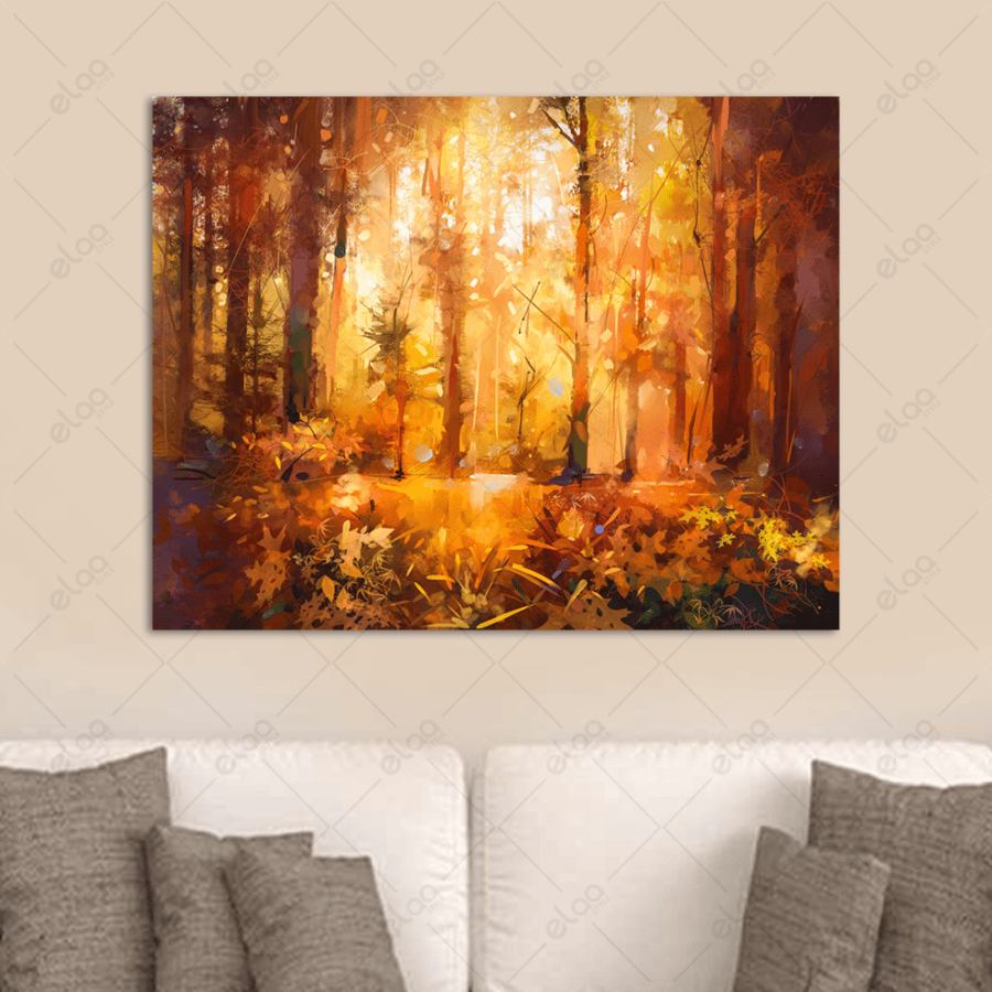 Colorful autumn forest art painting