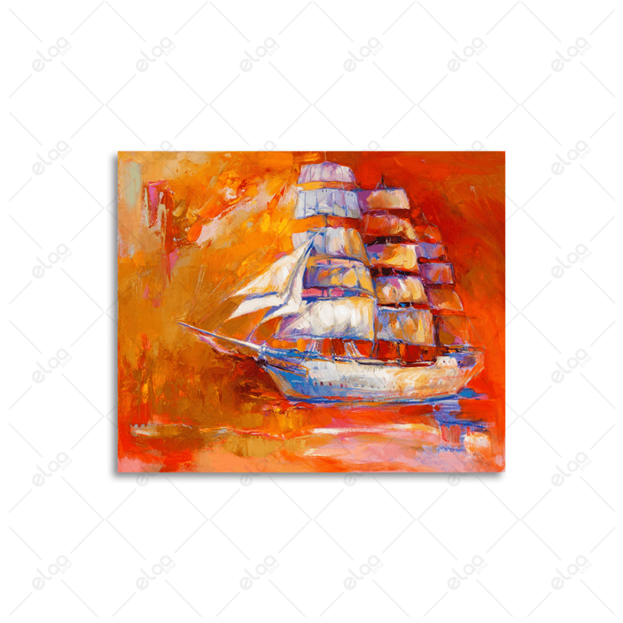 Golden sunset art painting over the ocean