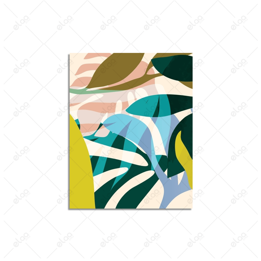 Abstract art paintings of tropical leaves