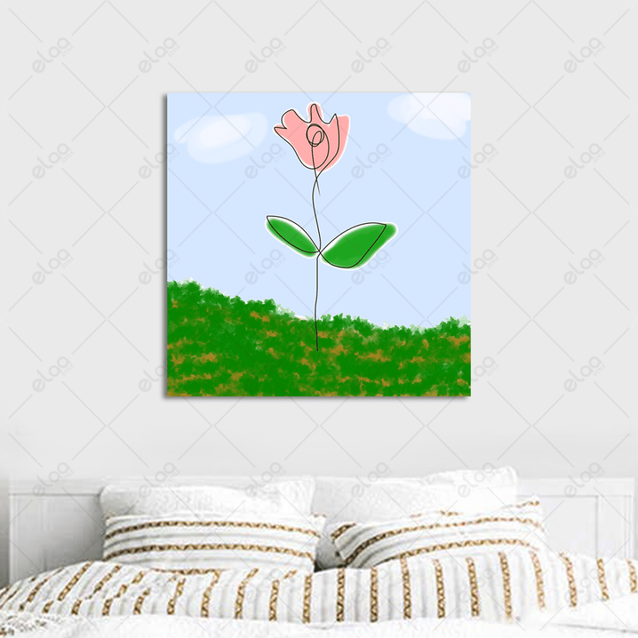 Abstract art painting of a flower hand-painted