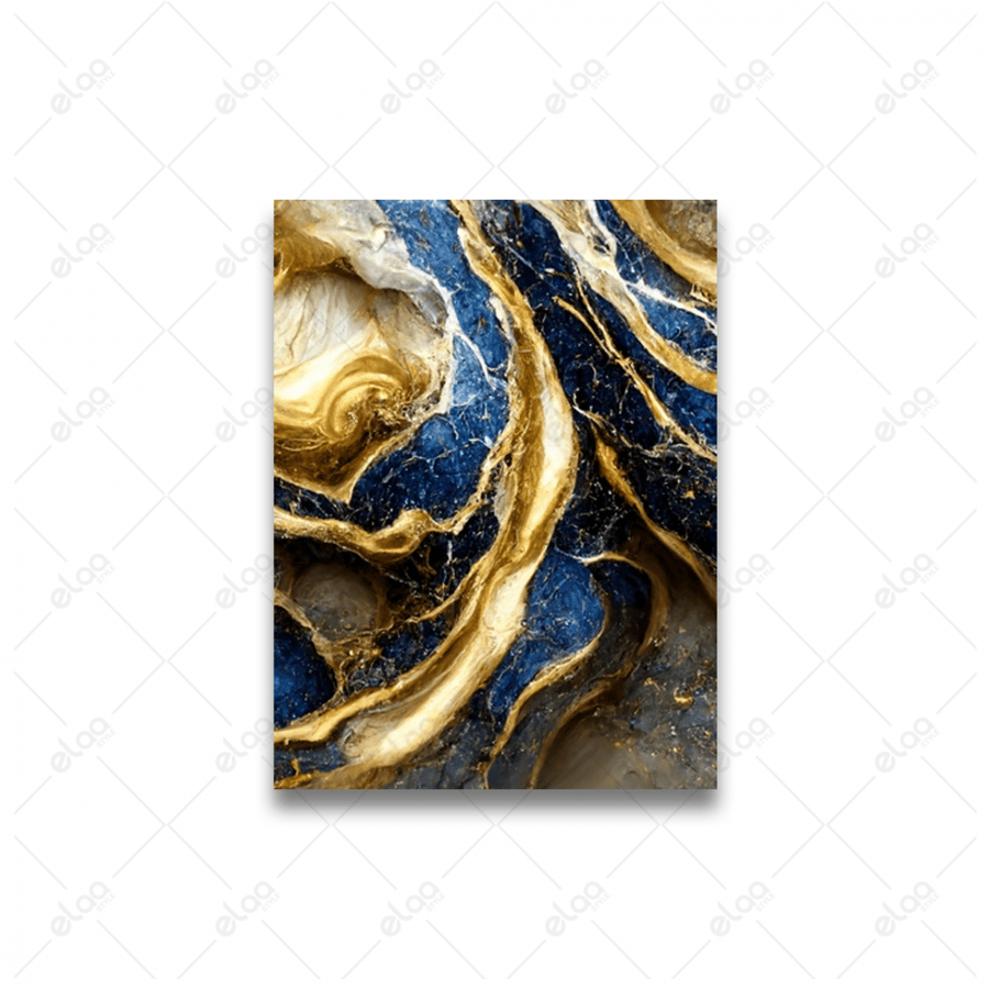 Abstract art paintings in shades of gold and blue